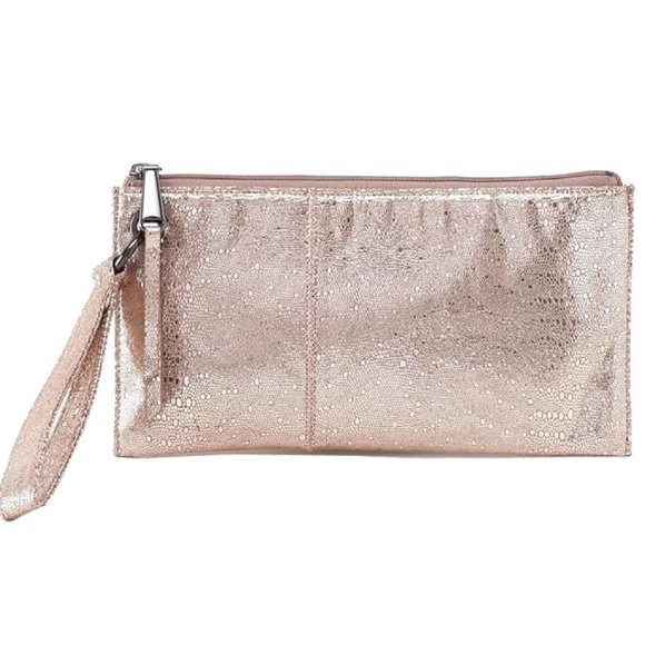 HOBO Handbags - HOBO Vida Clutch Purse Wristlet Platinum Exotic Leather